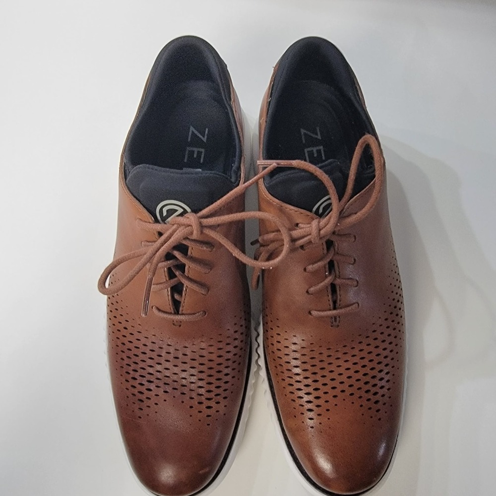 Cole Haan Zerogrand Brown Laser Lined Wingtip Shoes C27879 Mens Size 8.5 M